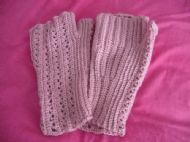 Pink fingerless mittens